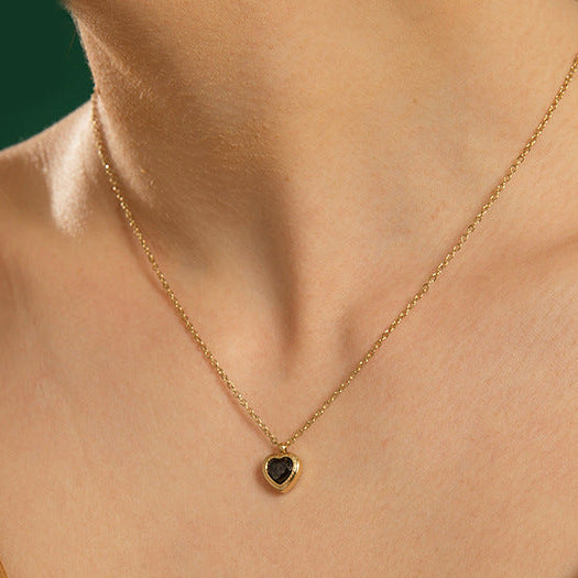 Vintage European Jacinth Peach Heart Natural Zircon Gemstone Necklace set in 18K Gold Plating Capella Reya pic 8