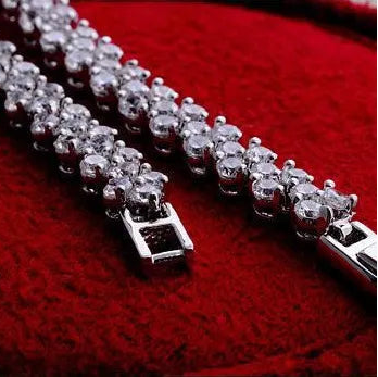 European Full Row Natural Zircon Gemstones Tennis Bracelet set in 18K White Gold Plated 925 Silver Capella Jewellery