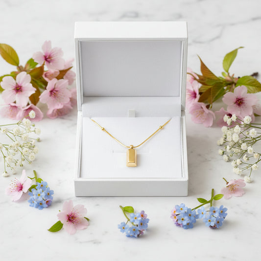 Classic Gold Bar Design Pendant set in 18K Gold Plated 925 Sterling Silver Necklace