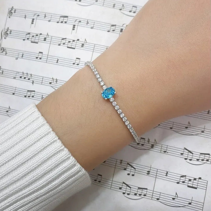 Elegant Italian Design Tennis Bracelet Pave Inlay Natural Zircon set in 18K White Gold 925 Sterling Silver Capella Jewellery
