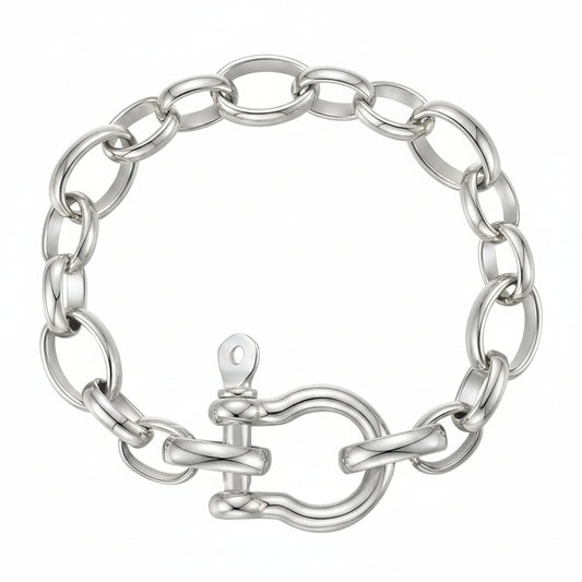 American Bold Hip Hop Design U-shaped Lock Chain Bracelet set in 18K Gold Electroplating