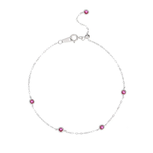 Vintage Italian Delicate Five Ruby Bracelet set in 18K Gold Plated Premium 925 Sterling Silver