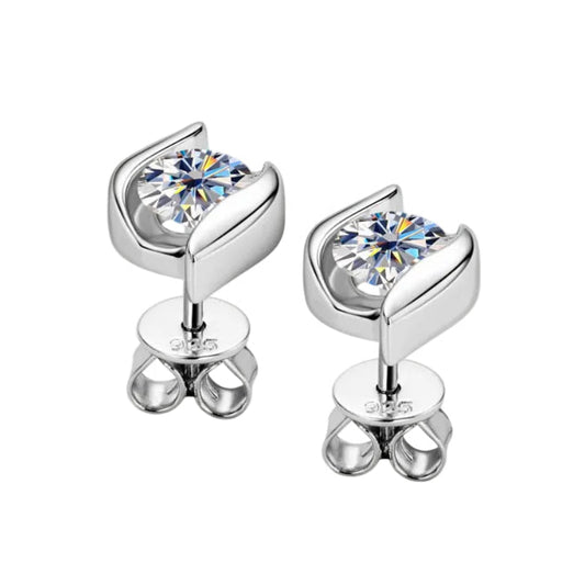 French Inspired Luxury 0.5 Carat Moissanite Earrings set in 18K Gold Plated 925 Silver (GRA) Capella Reya side image