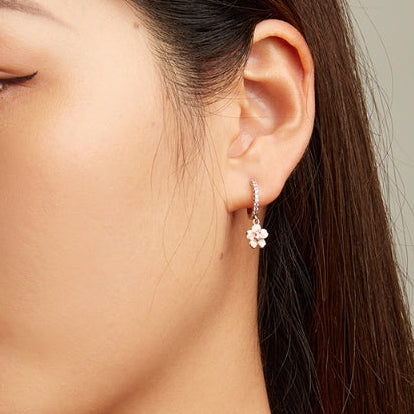 Japanese Sakura Cherry Blossom Natural Zircon Gemstone Earrings set in Platinum Plated 925 Silver Capella Reya pic 8
