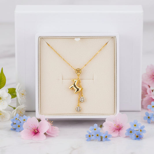Italian Lucky Pony Natural Zircon Gemstone Necklace set in 18K Gold Plated 925 Sterling Silver Capella Reya pic 2