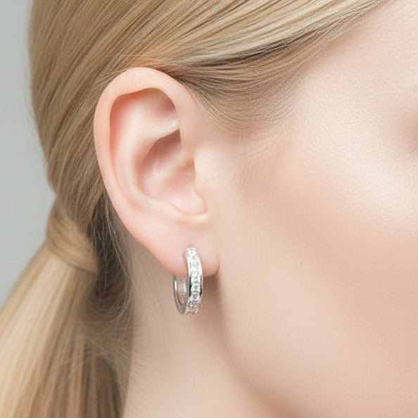 Modern Italian Inspired Hoop Natural Zircon Gemstone Earrings set in 18K Gold Plated 925 Sterling Silver Capella Reya pic 7