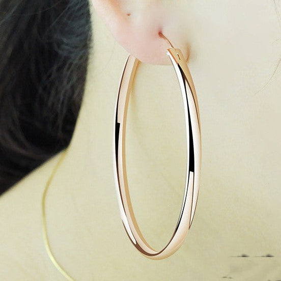 Classic Fashion Statement Large Hoop Earrings set in 18K Gold Plated 925 Sterling Silver Capella Reya pic 8