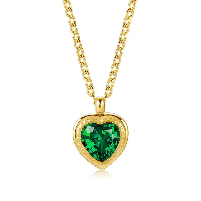 Vintage European Jacinth Peach Heart Natural Zircon Gemstone Necklace set in 18K Gold Plating Capella Jewellery
