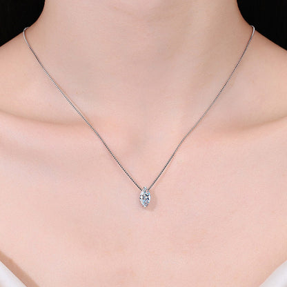 Italian Horse Eye Design 1 Carat Moissanite Necklace set in Platinum Plated 925 Silver (GRA) Capella Jewellery