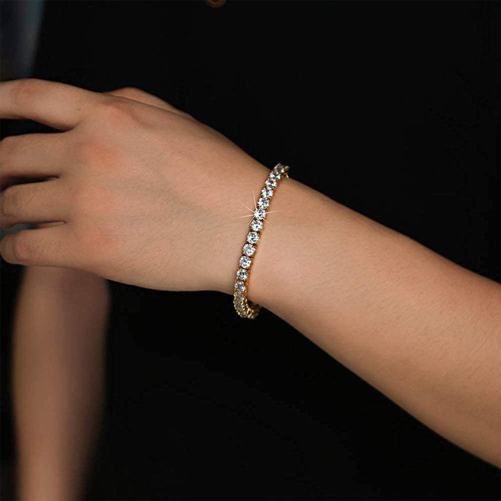 18K Gold Plated Zircon Crystal High-grade Tennis Full Diamond Bracelet