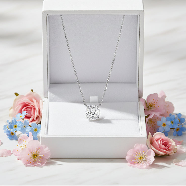 Japanese 1.6 Carat Moissanite Diamond Necklace set in 18K White Gold Plated 925 Silver (GRA)