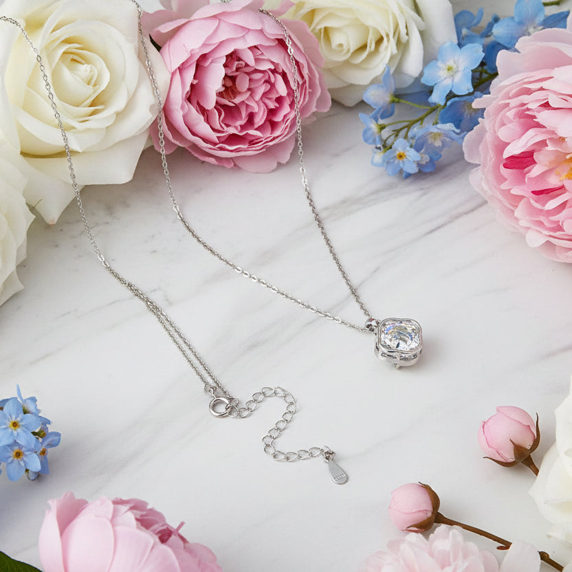 Galaxy 1 Carat Moissanite Diamond Necklace set in 18K White Gold 925 Sterling Silver (GRA)