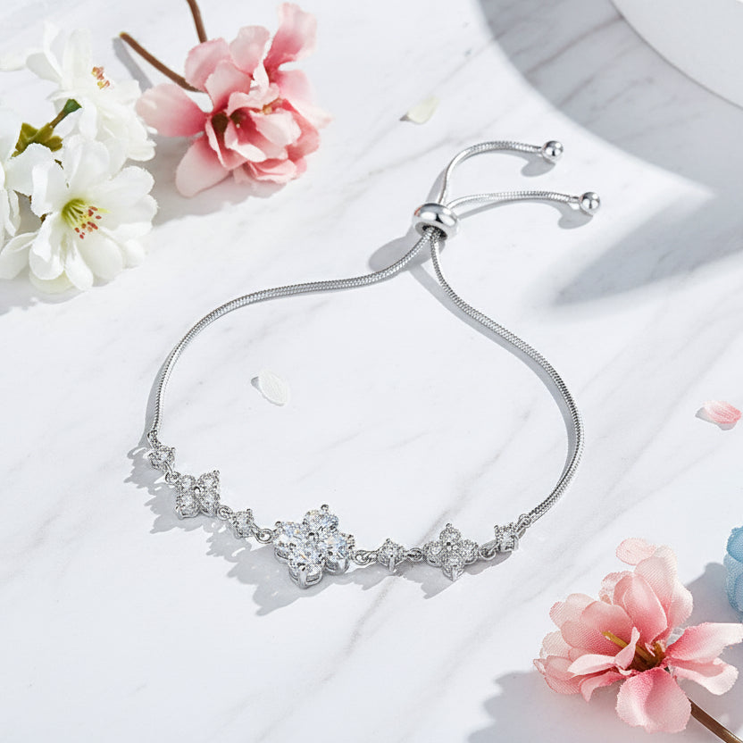 Chinese Fairy Tale Floral Inspired Natural Zircon Bracelet set in 925 Sterling Silver