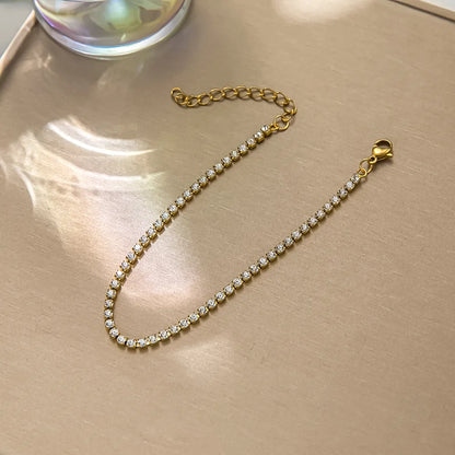 Classic French Tennis Bracelet Pave Full (3mm) Natural Zircon Gemstone in 18K Gold Plating Capella Jewellery