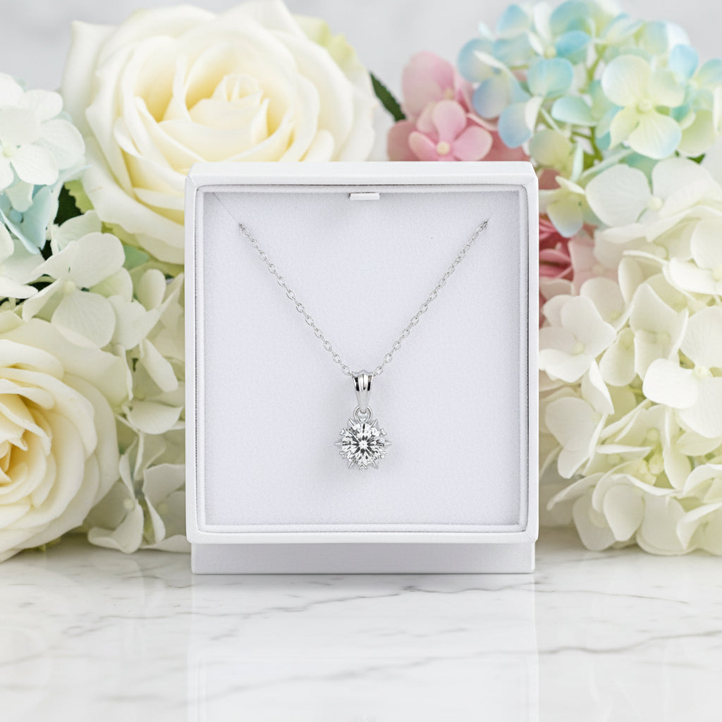 European Shining Star Design 1 Carat Moissanite Diamond Pendant set in 925 Silver (GRA)