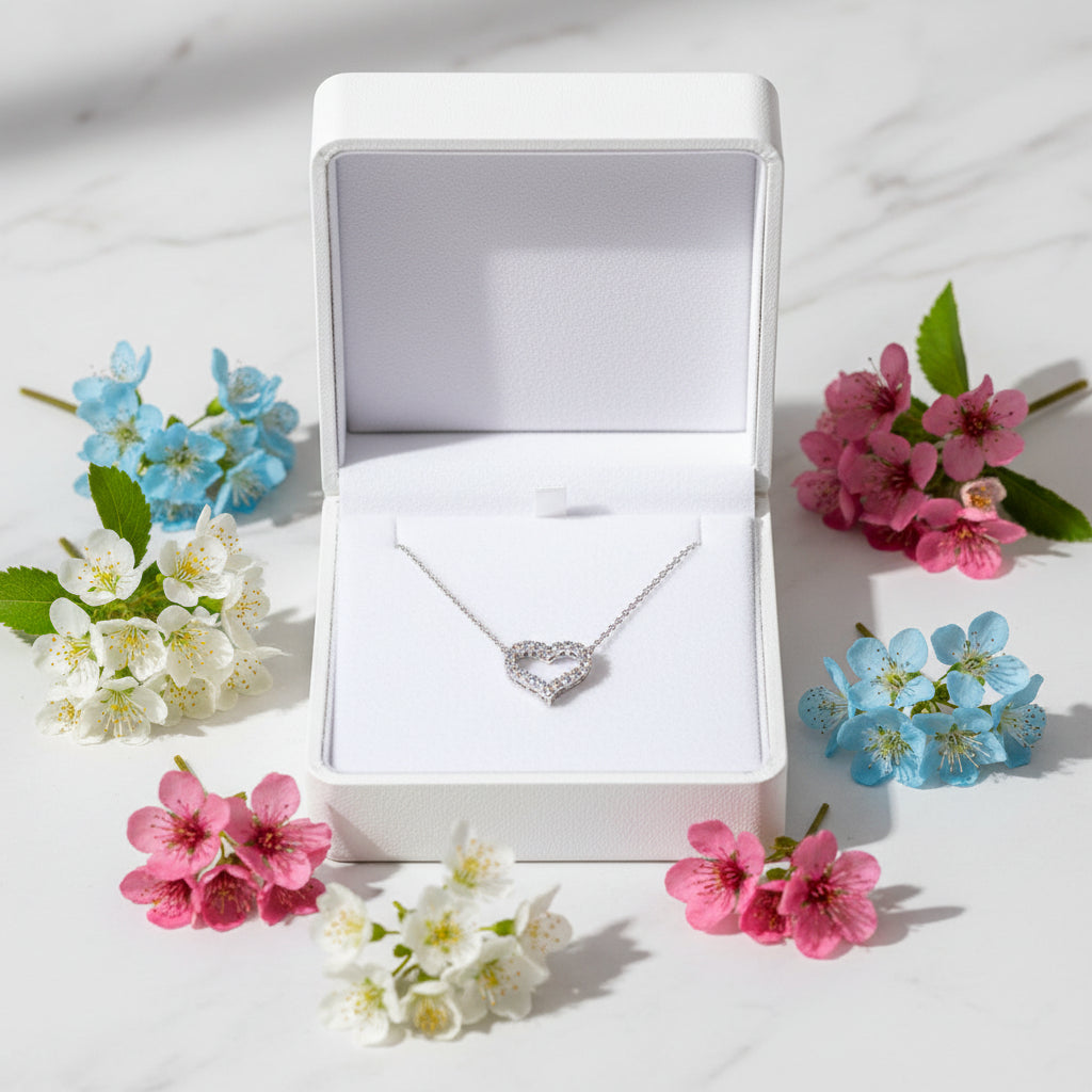 French Design 'Heart Of Diamonds' 2 Carat Moissanite Diamond Pendant set in 925 Silver (GRA)