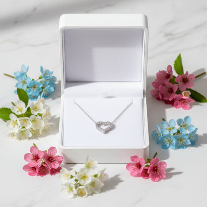 French 'Heart Of Diamonds' 2 Carat Moissanite Pendant set in Platinum Plated 925 Silver (GRA) Capella Jewellery