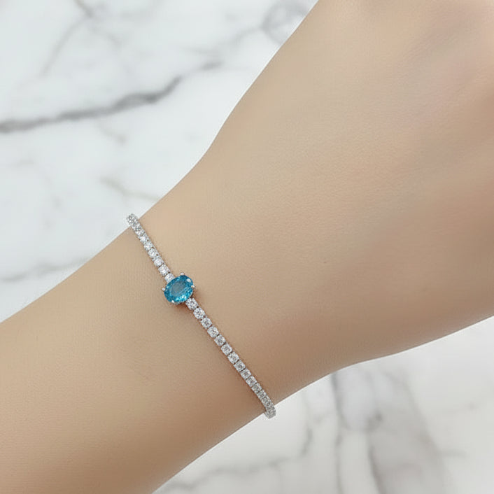 Elegant Tennis Bracelet Pave Natural Zircon set in 18K White Gold 925 Sterling Silver
