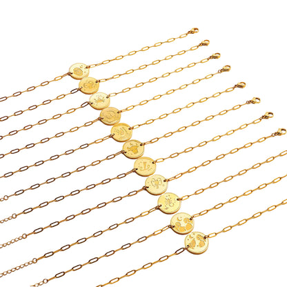Twelve Constellation Stars Signs Micro Inlaid Natural Zircon Bracelet set in 18K Gold Plating Capella Jewellery