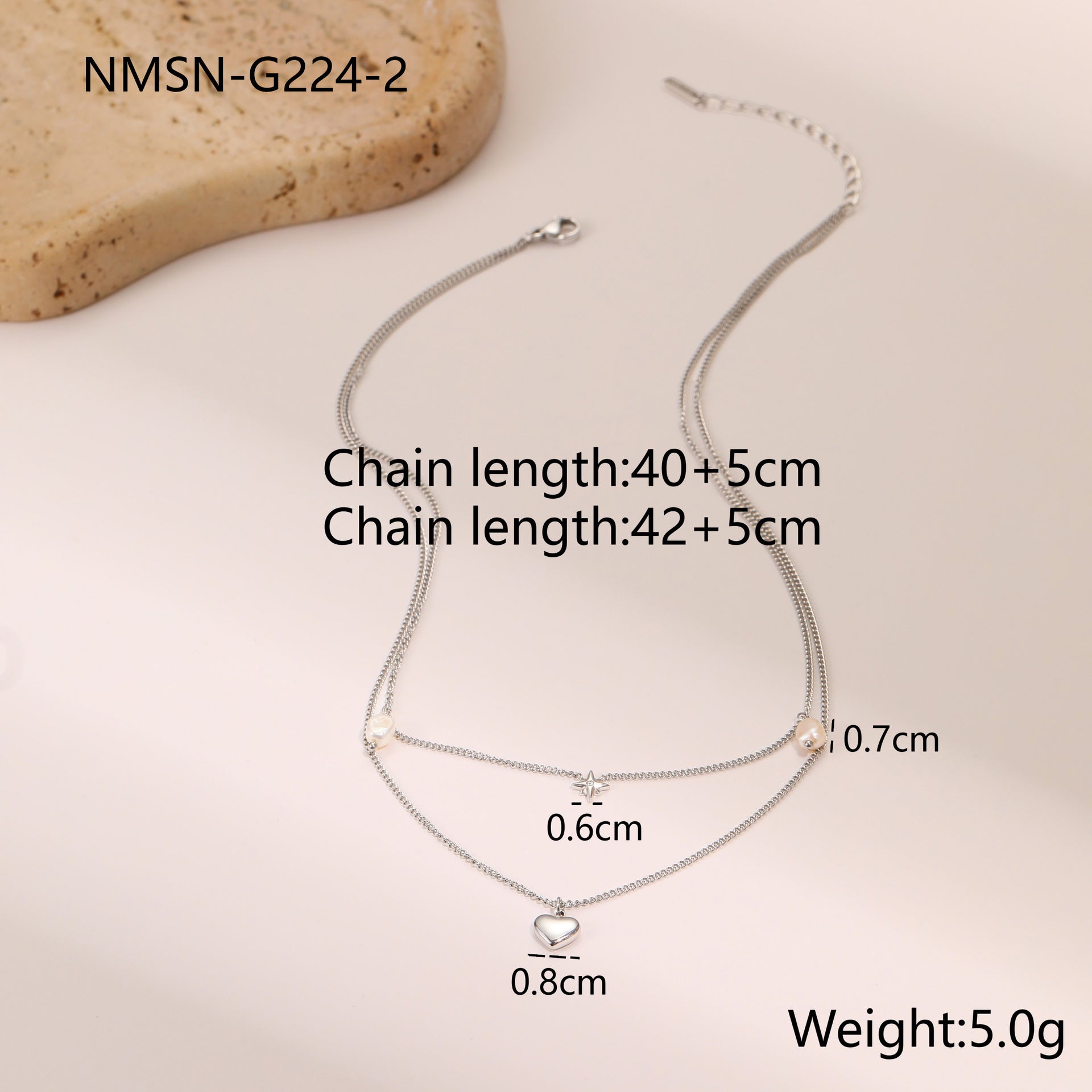 18K Gold Plated Double-layer Six-pointed Star and Rhinestone Pearls Necklace and Bracelet set