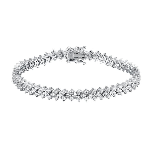 European Tennis Bracelet Row Of Full 0.2 Carat Moissanite Diamonds set in Platinum 925 Silver (GRA)