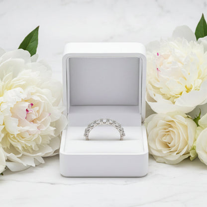 French Inspired Princess Eternity Ring 1 Carat Moissanite set in Platinum Plated 925 Silver (GRA) Capella Jewellery
