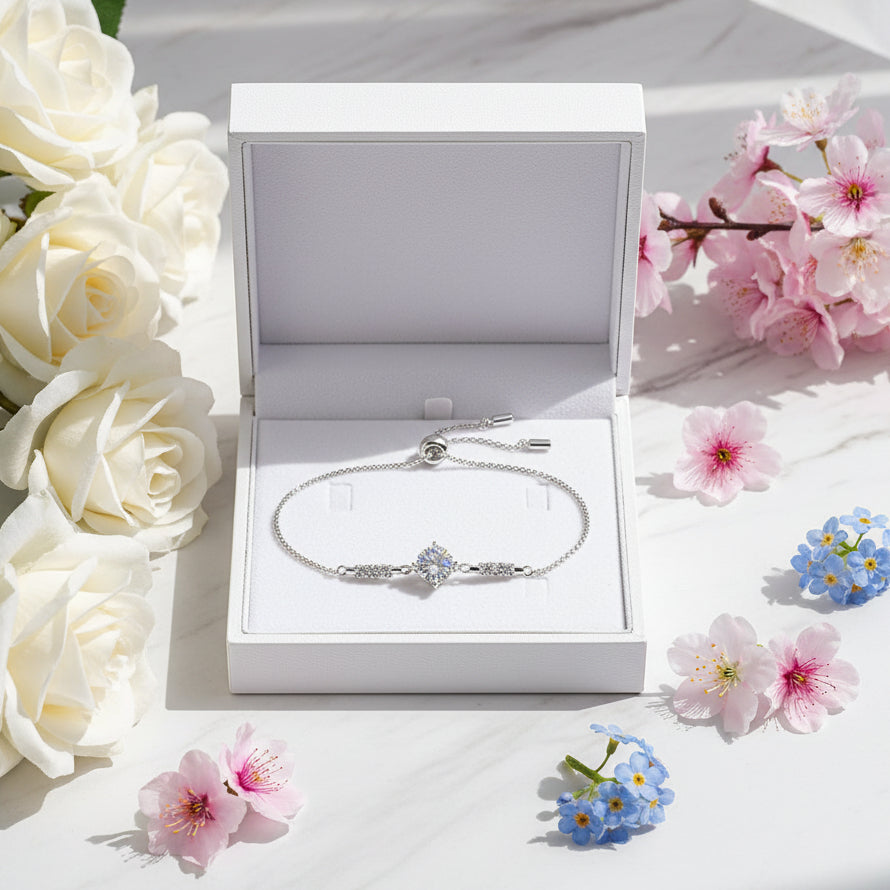 Classic Four Claw 1 Carat Moissanite Diamond Bracelet set in Platinum Plated  925 Silver (GRA)