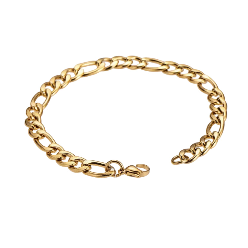 Classic Curb Chain Design Bracelet set in 18K Gold Plating