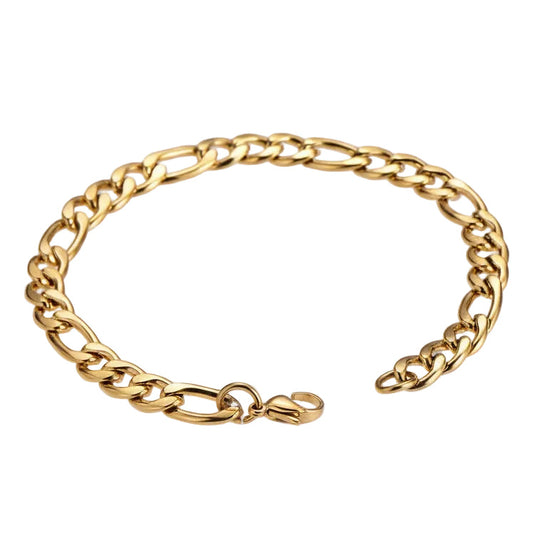Vintage Italian Curb Chain Design Bracelet set in 18K Gold Plating