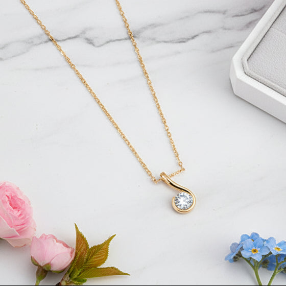 Korean Waterdrop 1 Carat Moissanite Diamond Pendant set in Gold plated 925 Silver (GRA)