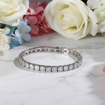 Italian Inspired Tennis Bracelet Full 0.5 Carat Moissanite set in 18K White Gold 925 Silver (GRA) Capella Jewellery