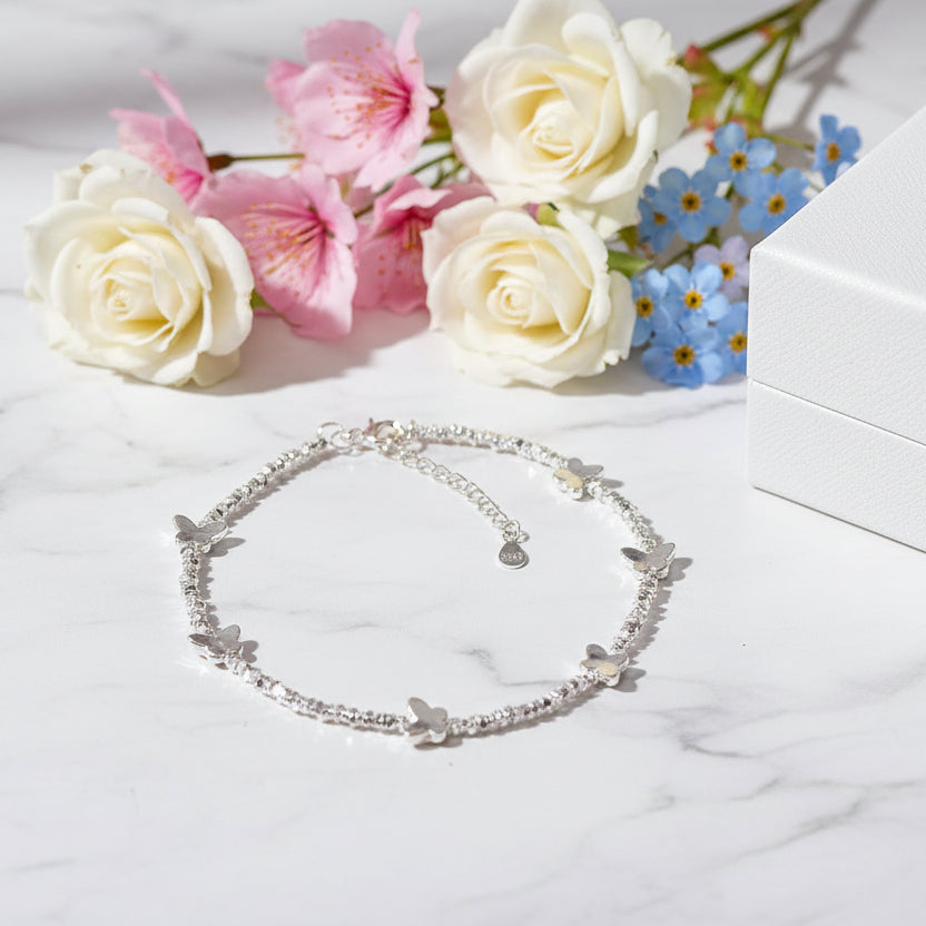 Delicate Butterfly Bracelet set in Small Sweet Pieces of 925 Sterling Silver