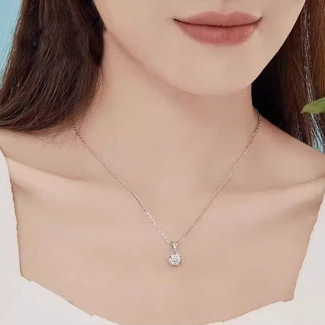 Snowflake Moissanite Earrings/Necklace/Bracelet set in 18K White Gold Plated 925 Silver (GRA) Capella Reya pic 12