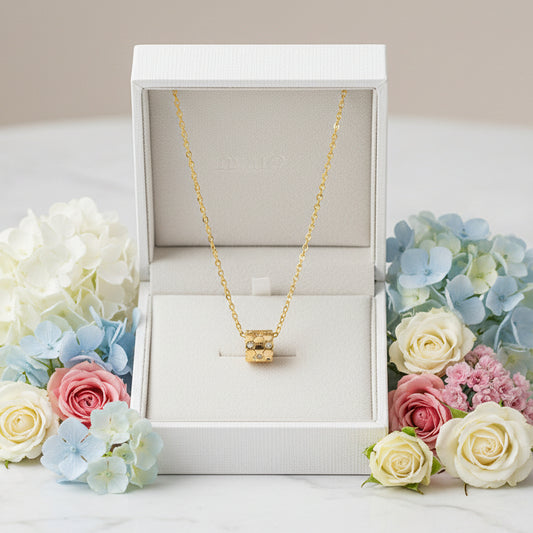 Petite Waist Micro Inlaid 1 Carat Moissanite Diamonds Pendant set in 18K Gold Plated 925 Silver