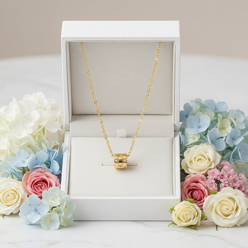 Petite Waist Micro Inlaid 1 Carat Moissanite Diamonds Pendant set in 18K Gold Plated 925 Silver