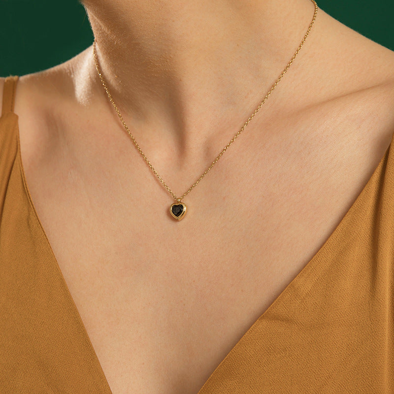 18K Gold Plated Jacinth Peach Heart Necklace