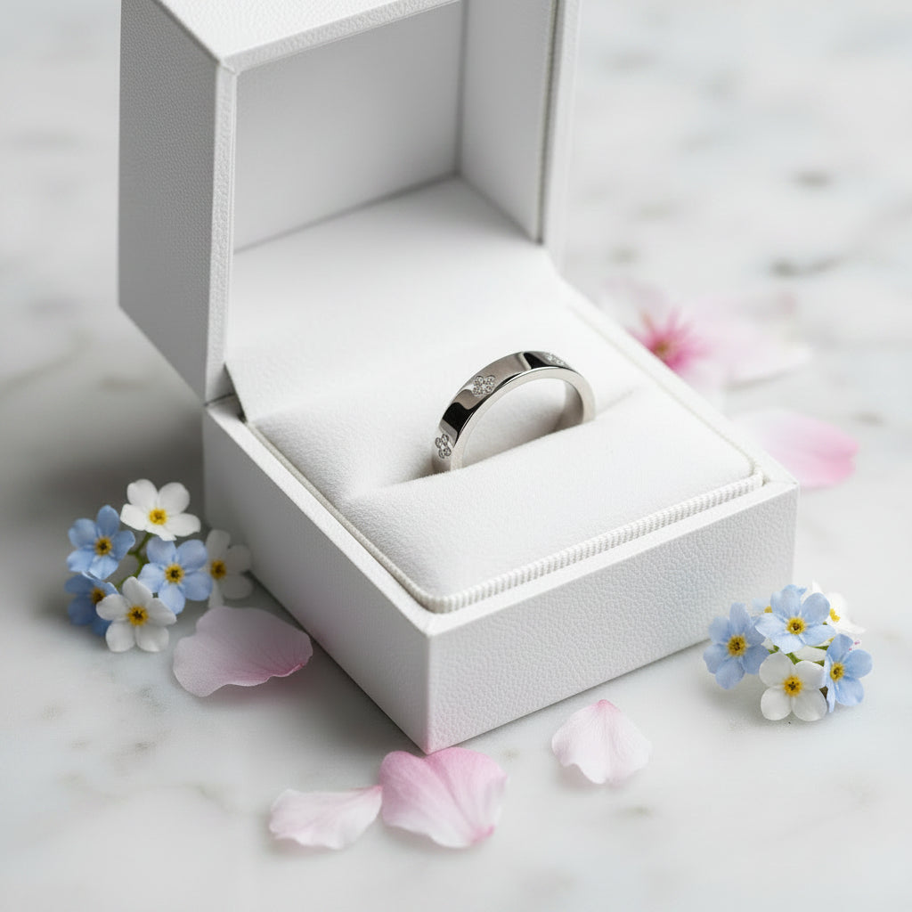 Four Leaf Clover Micro Inlay Natural Zircon Gemstone Ring set in 18K Gold Plated 925 Silver