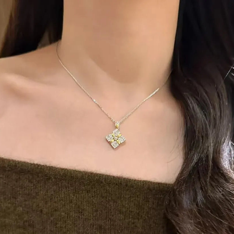 Japanese 32 Micro Inlaid Moissanite Pendant set in 18K White Gold Plated 925 Silver (GRA) Capella Jewellery