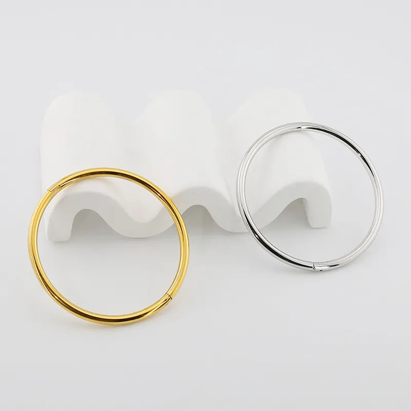 Classic French Chic Inspired Oval and Round Bangle Bracelet set in 18K Gold Plating Capella Jewellery