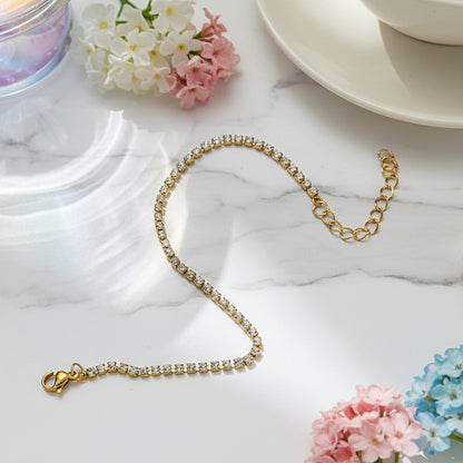 Classic French Tennis Bracelet Pave Full (3mm) Natural Zircon Gemstone in 18K Gold Plating Capella Jewellery