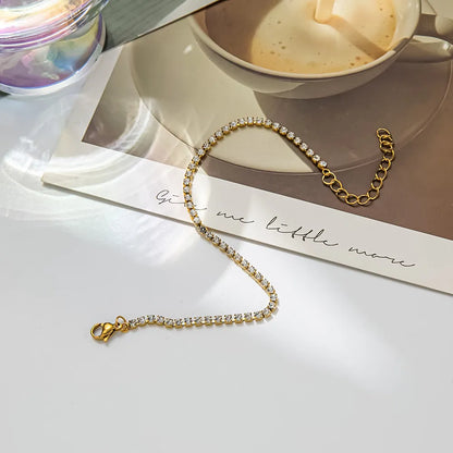 Classic French Tennis Bracelet Pave Full (3mm) Natural Zircon Gemstone in 18K Gold Plating Capella Jewellery