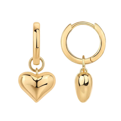 Simple French Design Love Heart Pendant Earrings set in 18K Gold Plated 316L Stainless Steel Capella Jewellery