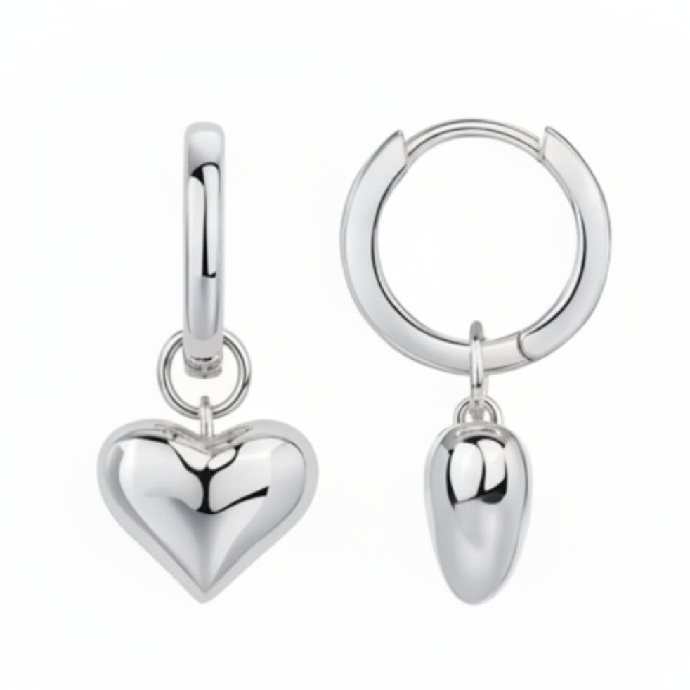 Simple French Design Love Heart Pendant Earrings set in 18K Gold Plated 316L Stainless Steel