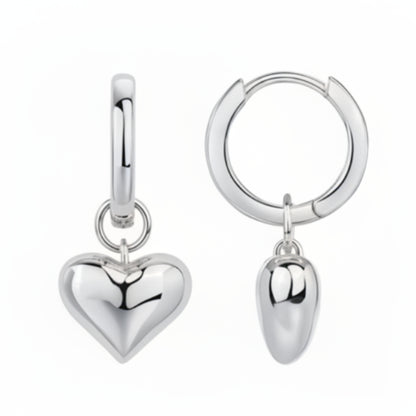 Simple French Design Love Heart Pendant Earrings set in 18K Gold Plated 316L Stainless Steel Capella Jewellery