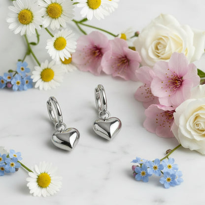Simple French Design Love Heart Pendant Earrings set in 18K Gold Plated 316L Stainless Steel Capella Jewellery