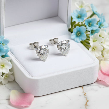 French Three-Claw 4 Carat Moissanite Earrings set in 18K White Gold Plated 925 Silver (GRA) Capella Reya pic 2