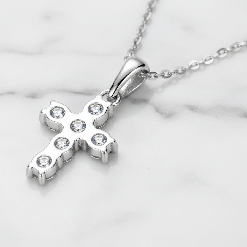 Exquisite Christian Cross 0.66 Carat Moissanite Diamond Pendent set in 18K Gold Plated 925 Silver (GRA)