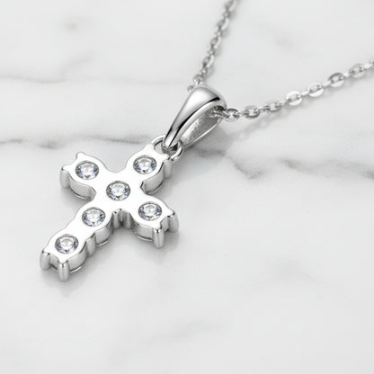 Exquisite Christian Cross 0.66 Carat Moissanite Pendent set in 18K Gold Plated 925 Silver (GRA) Capella Jewellery