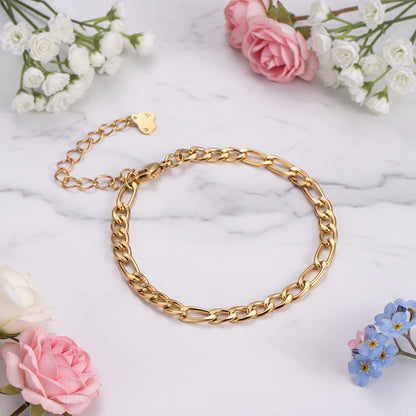 Vintage European Ladies Fashion Curb Chain Bracelet and Anklet set in 18K Gold Plating Capella Jewellery