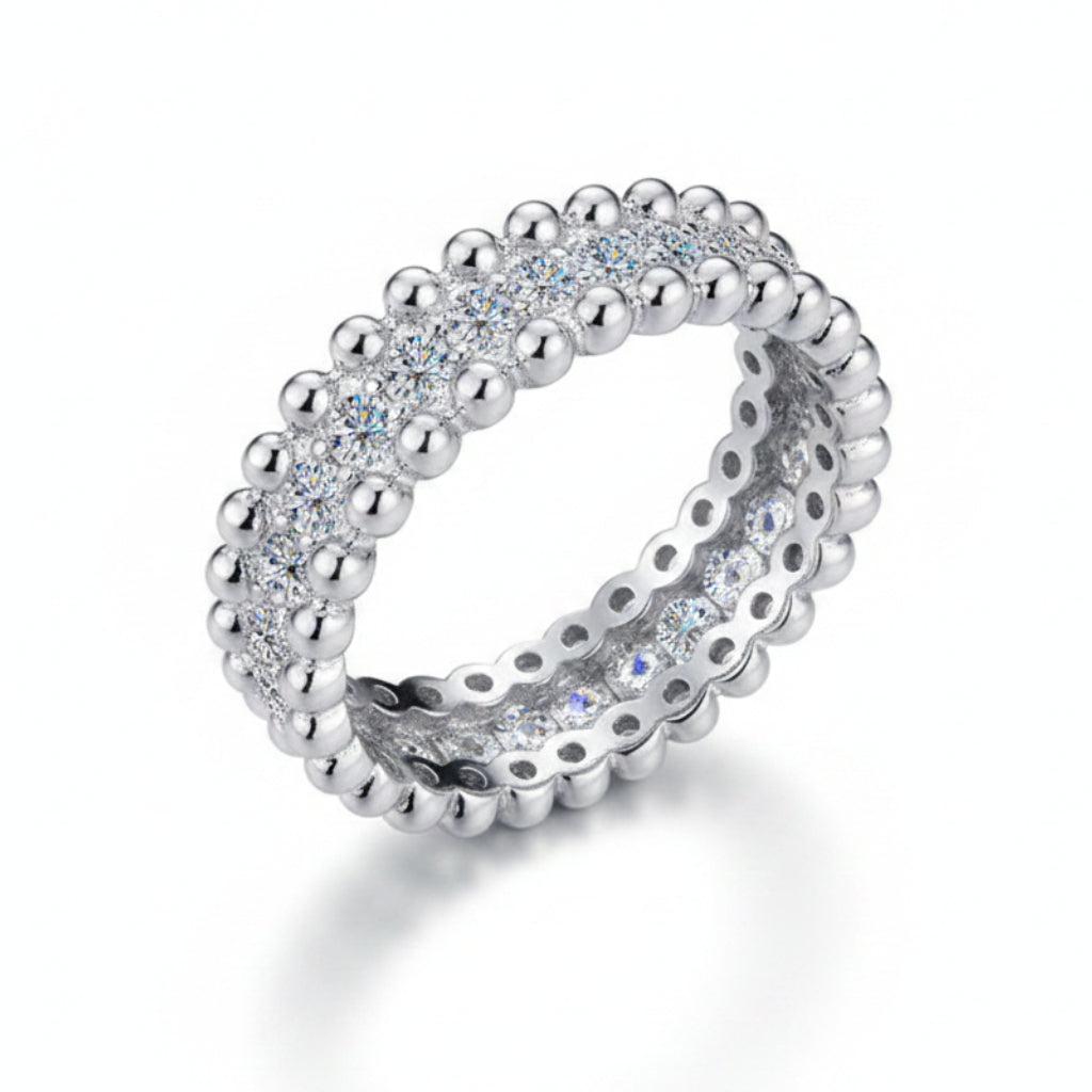 Constellation Inspired 1.2 Carat Moissanite Diamond Ring set in Platinum Plated 925 Silver (GRA)